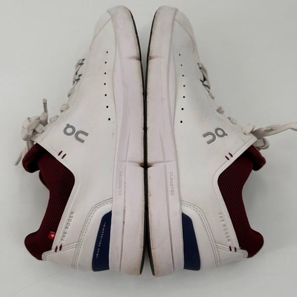 On Running White and Burgundy Athletic Shoes - Picture 5 of 7